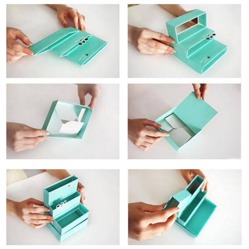 Diy förvaringslåda papperskartong skrivbord dekor brevpapper smink kosmetisk organizer