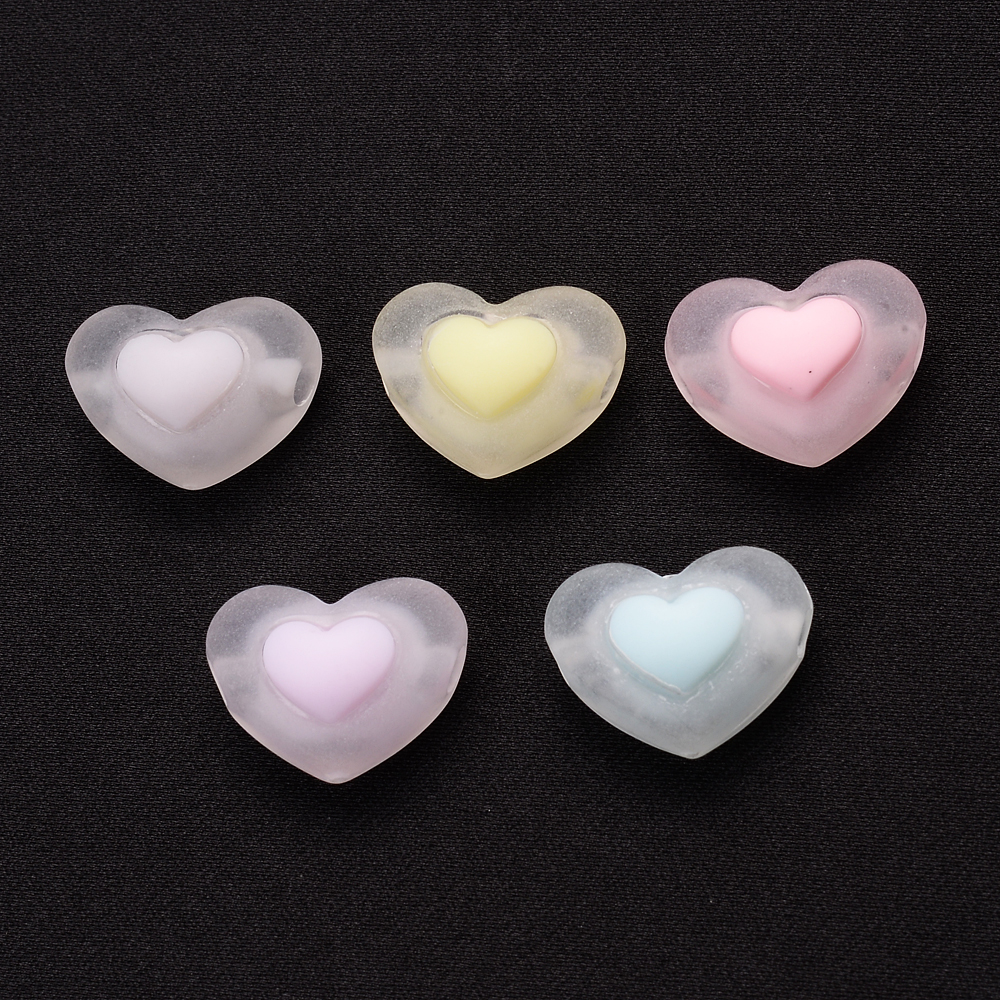 30 stk 17mm matte hjerte akryl perler slik farve gelé løse perler til armbånd smykker fremstilling af gør-det-selv håndlavet tilbehør