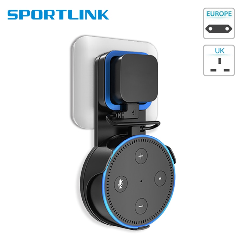 Sportlink stopcontact wandmontage hanger houder standaard ruimtebesparend voor alexa echo dot 2nd generatie en andere ronde spraakassistenten