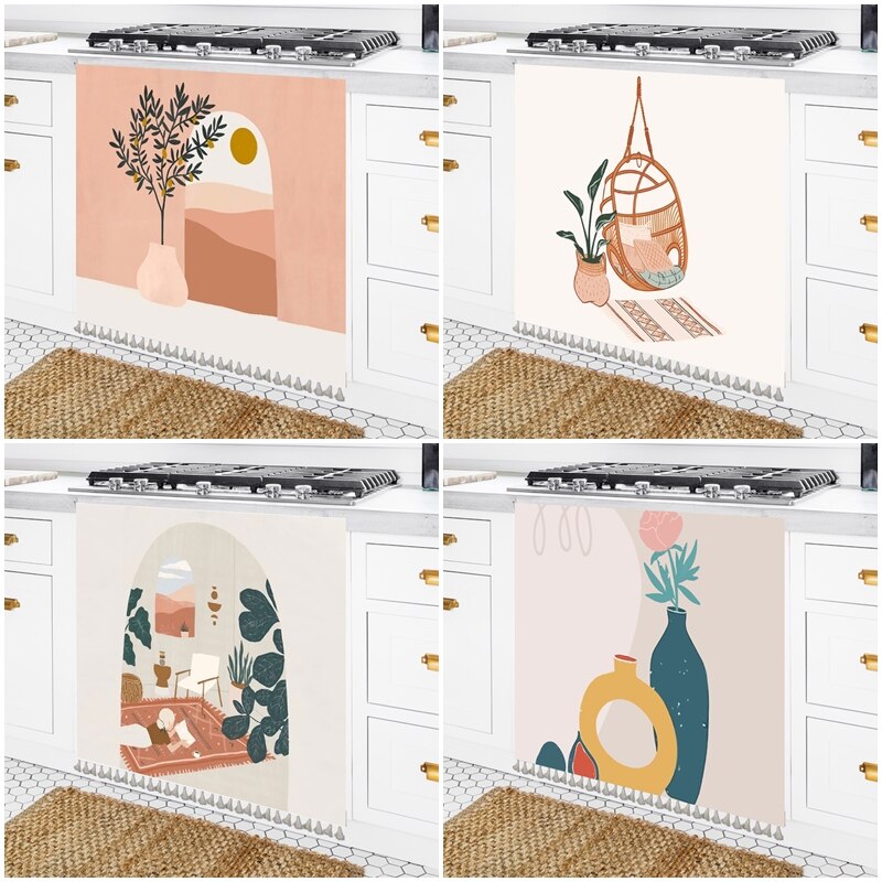 Demi-rideau nordique pour cuisine, rideaux courts à pampilles, décoration de porte d'armoire, garde-robe, anti-poussière, ornement de maison
