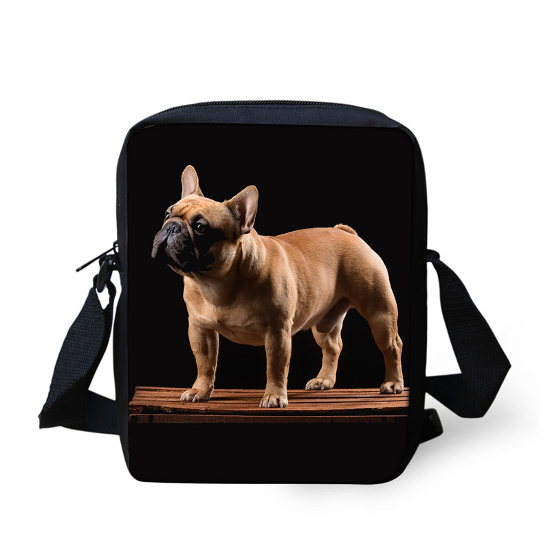 Mini bolsos cruzados con estampado 3D de Bulldog Francés para mujer, bandolera de viaje, bolso de hombro: Azul