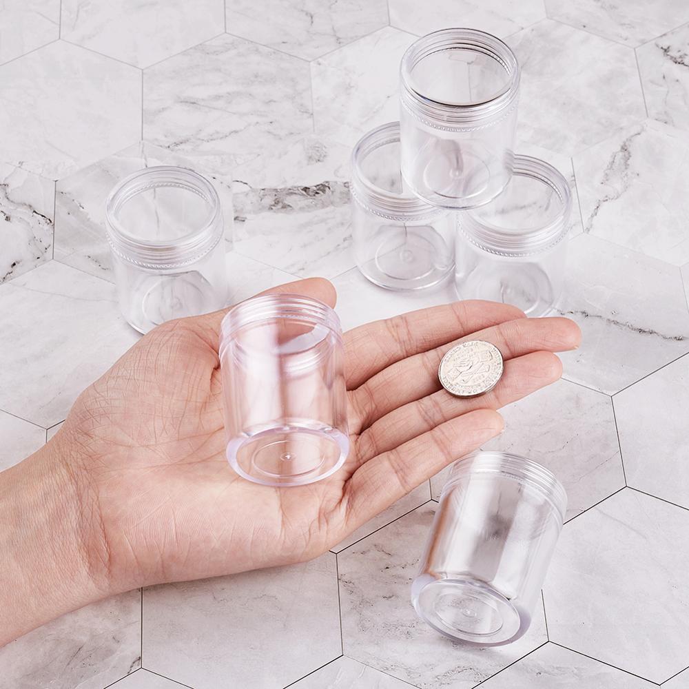 10pcs Clear Plastic Bead Containers Cosmetic Samples Container Pot Jars with Screw Lids Jewelry Packaging Nail Beads Storage Box