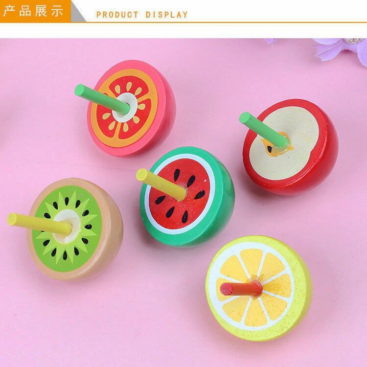 10PCS Fruit Wooden Gyro Kids Happy Birthday Party favor Baby Shower Favor girl Boy Souvenir Cute Giveaway