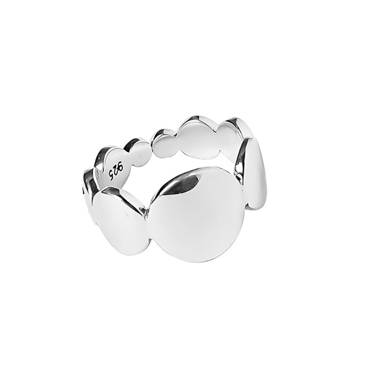 Foxanry 925 Sterling Silver Party Rings for Women Vintage Handmade Irregular Wave Geometric Thai Silver Jewelry