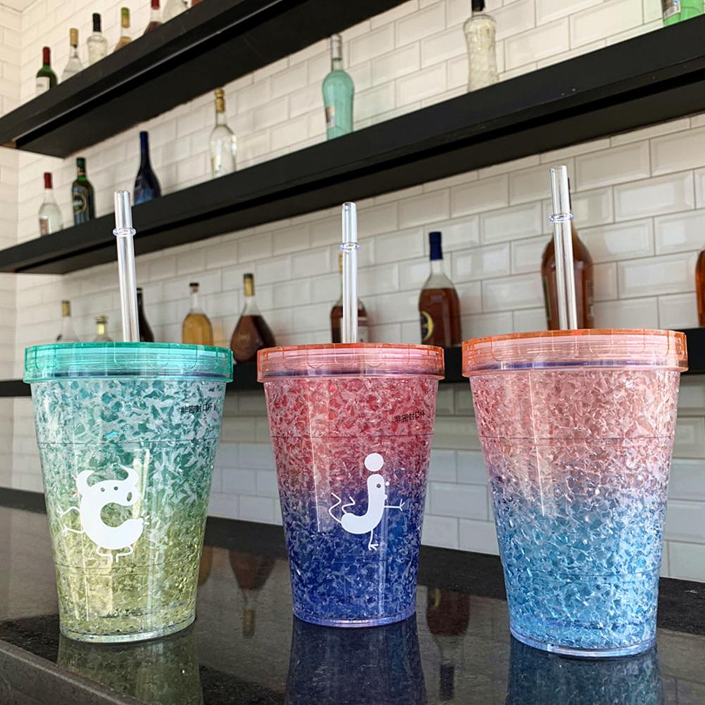410ml Double-walled Ice Cup Nice-looking Large Capacity Healthy Cold Drinks Iced Coffee Plastic Cup for Summer Drinks Iced Cup