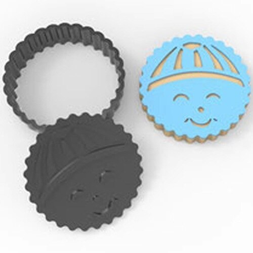 Serrated Round Male Child Cookie Stamp And Cutter Set 422931661