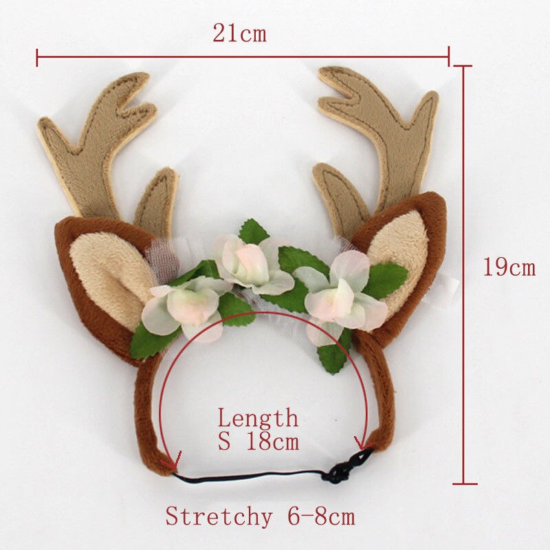 Diademas de Navidad para mascotas, asta de ciervo, banda Floral para la cabeza, accesorios de aseo para perros, gatos y cachorros: S