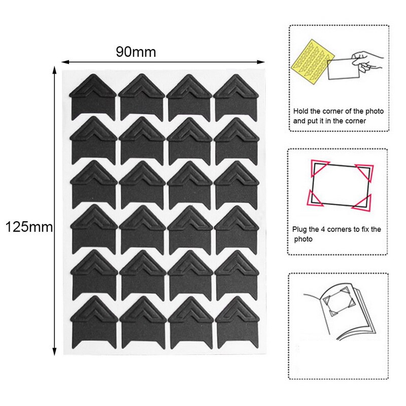 Foto álbum Scrapbook foto esquina protectores Vintage DIY pegatina hecha a mano Decoración Para Scrapbooking Marco de álbumes Decoración: black