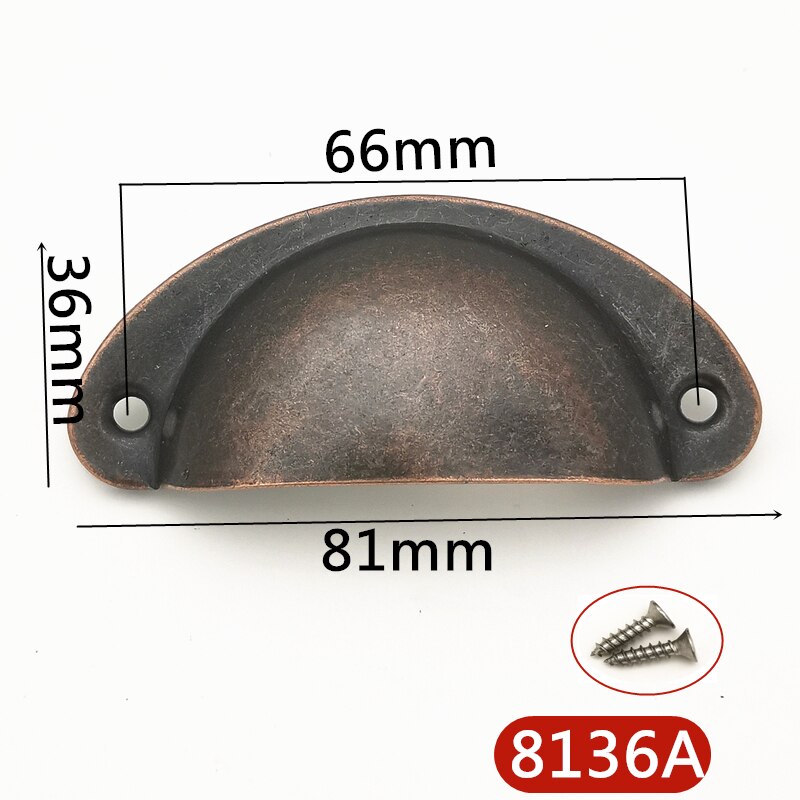 4pcs/lot Metal Kitchen Drawer Cabinet Door Handle Furniture Knobs Hardware Cupboard Antique Iron Shell Pull Handles: Style A