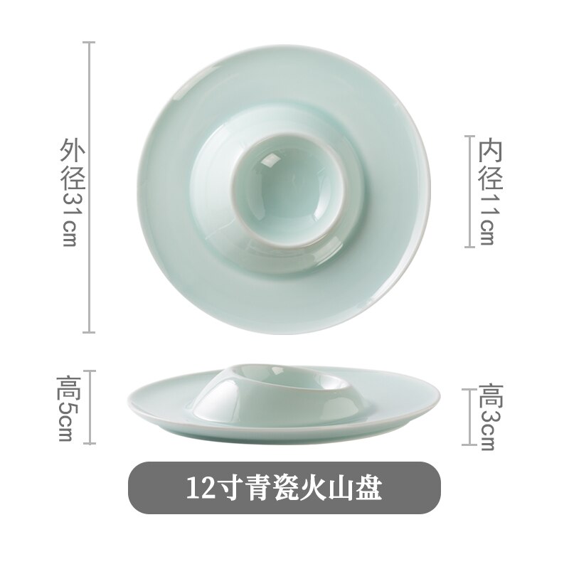 White Ceramic Steak Plate Sushi Plate Flat Plate Special-shaped Dish Plate Home Western Tableware Dessert Cake Plate: B-12 inches