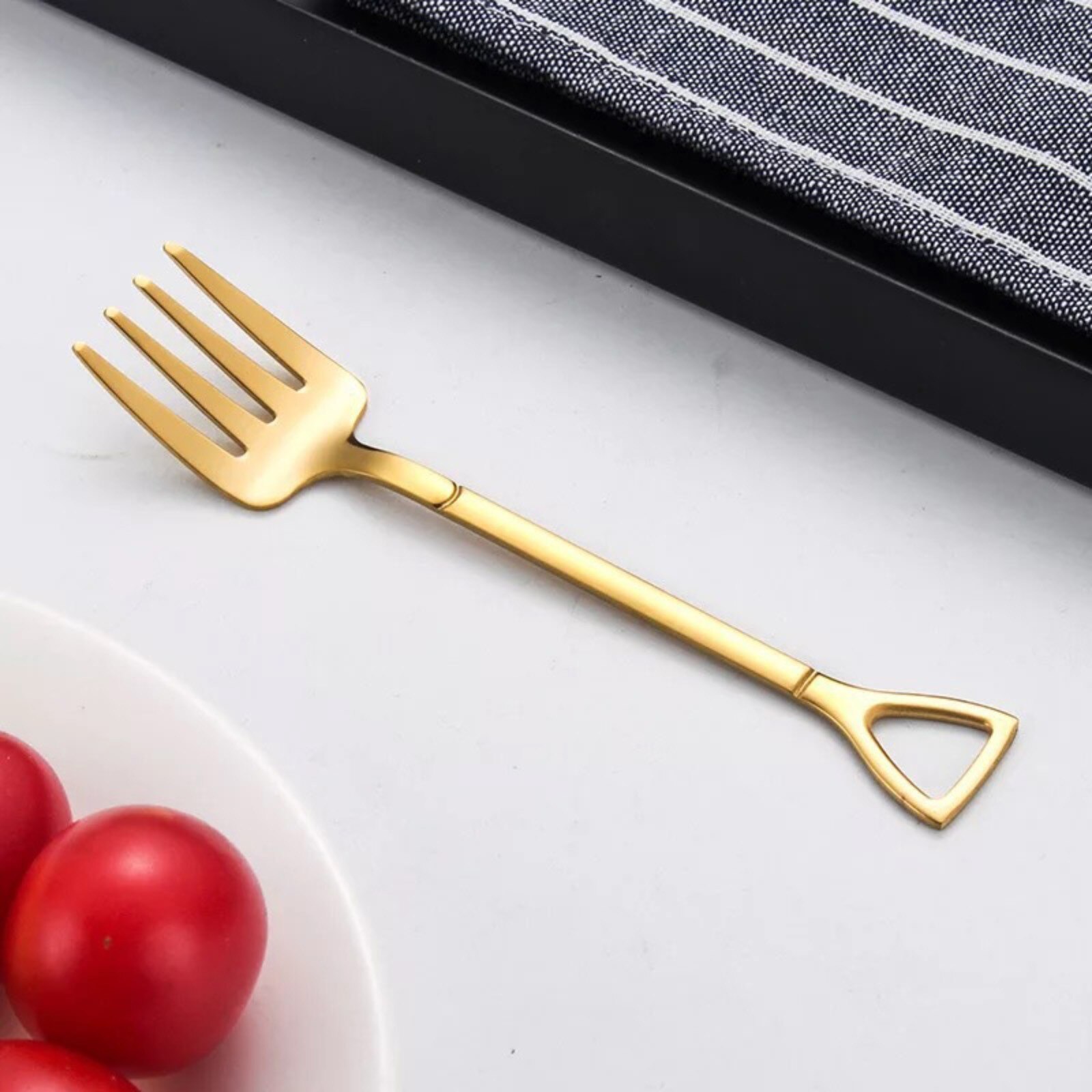 30# Forks Premium Stainless Steel Shovel Fork Easy To Clean Fine Elegance Dessert Fork Kitchen Supplies: Gold