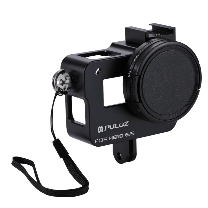 Puluzhölje skal för gopro hero 7 svart 6/5 hård skyddsbur +52mm uv -lins 8*6*4.6cm fodral för go pro hero 5: Svart
