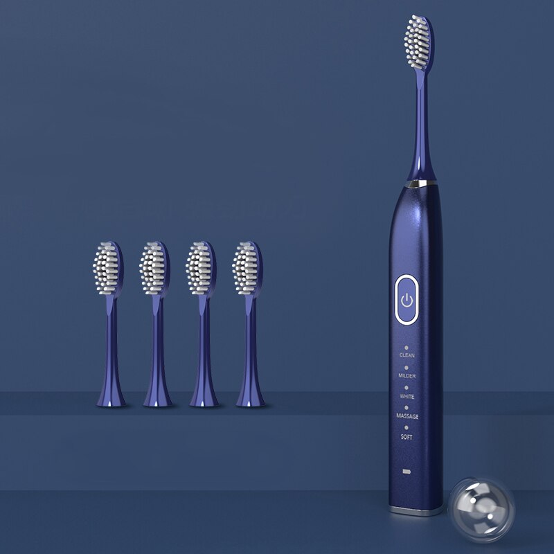 Ultrasonic Sonic Electric Toothbrush Powerful Tooth Brush USB Rechargeable Adult Electronic Washable Whitening Teeth Brush: 10 gears 4 heads B