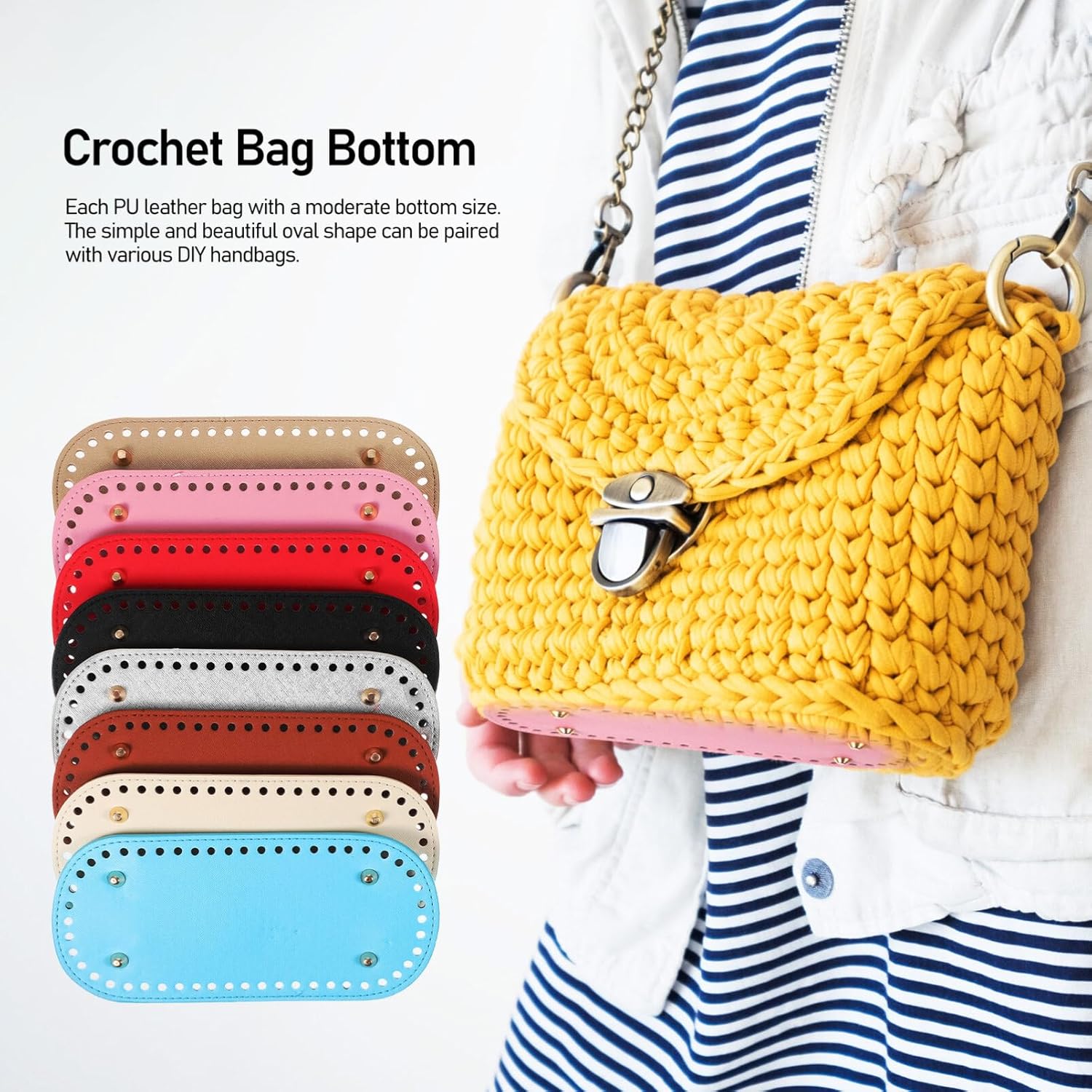 8 colors Handmade Oval Long Bottom webbing for crochet bags Rectangle Round Bottom Diy Crochet Bag Bottom Long For Knitted Bag