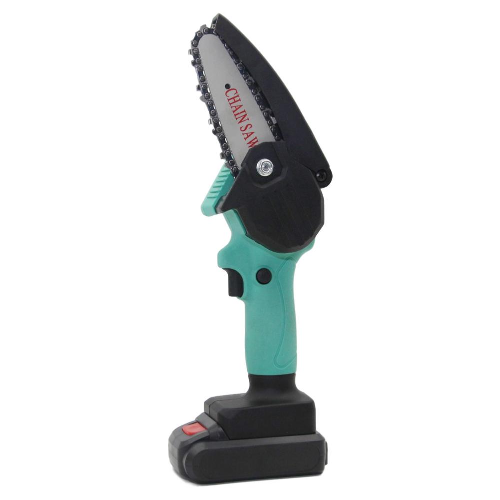 Mini Tronçonneuse Électrique À Main Sans Fil Scie D'élagage Avec Lumière Led Batterie Portable Coupe-Bois Maison Jardin Coupe Outil Électrique: Green UK