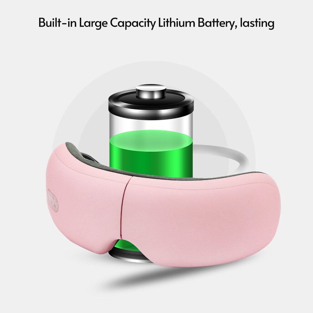 Eye Massager Voor Verlichten Ogen Batterij Verstelbare Elastische Band 4 Modi Bt Muziek Verbinding Met Warmte Trillingen