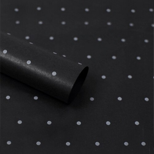 28Sheets/bag Tissue Paper Flower 50*70cm Packaging Home Decoration Festive &amp; Party Wedding DIY Packing Supplies: White Dot-Black