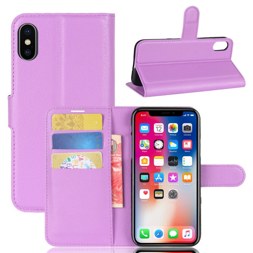 Funda de teléfono para Cubot X19 funda trasera de cuero PU funda de silicona para Cubot X19 cartera bolsa Coque Protector de pantalla para Cubot X19: Purple