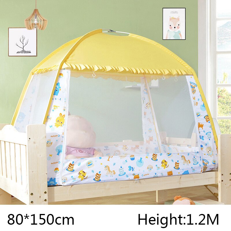 Multipurpose Kids Mosquito Net Infant Bed Canopy Curtain Dome Tent Summer Bed Floor Netting Tent Outdoor Camping Mosquito Bed: Yellow-80x150x120cm