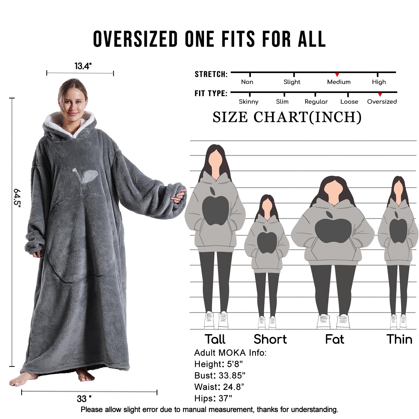 Nuevas mantas extra largas para usar, manta con capucha de franela de invierno con mangas completas, manta suave y acogedora para hombres y mujeres, manta cálida para TV para adultos