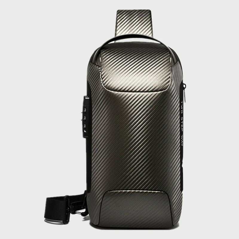 Upgrade Carbon Fiber Streamline Anti-Theft Sling Bag Multifunction Men Chest Bag Male Waterproof Messenger USB Crossbody Bag: Type A Carbon Gold