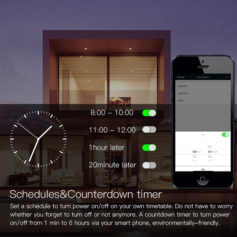 ACCKIP 2 Weg Wifi Smart Licht Schalter Tuya APP Wireless Remote Voice Control Arbeitet mit Alexa Google 2 Kanäle Ciruit breaker