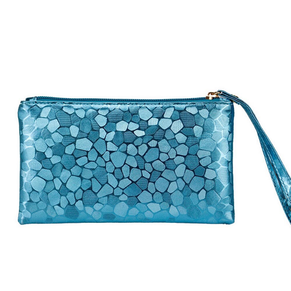 Monedero de piel para mujer, moderno, sencillo, con de piedras, Vintage, 6: Azul