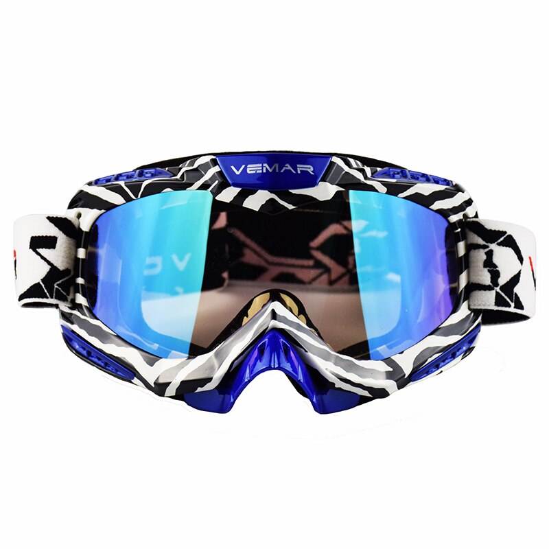 Vemar motocross briller atv mtb offroad hjelm briller snowboard ski sport gafas utendørs langrenn vindtette ridebriller: Modell 2- blå