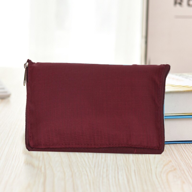 Folding reusable bags Eco Shopping Tote Handbag Shoulder Bag Oxford Travel Cartoon Bag reusable grocery bag: wine red