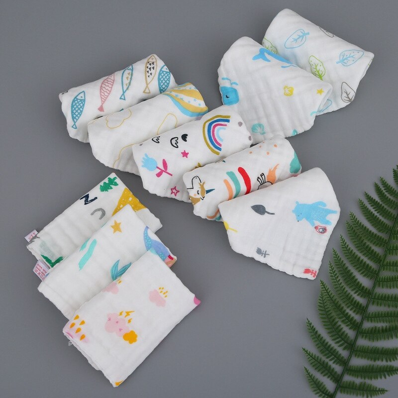 10 modèles de chiffons à roter pour bébé, 6 couches de gaze de coton, lingettes à salive, foulard mouchoir, faciles à laver et réutilisables: Default Title