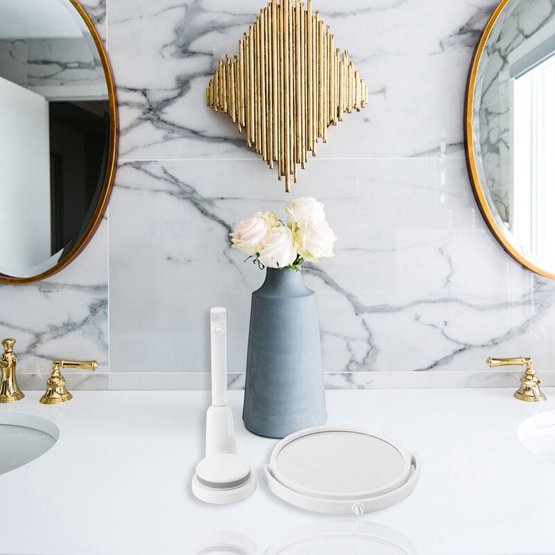 Nowoczesne lustro łazienkowe bez wiertła 2 boczne makijaż próżność golić lustra ścienne ssania składane ramię przedłużyć okrągłe akcesoria robić kąpieli