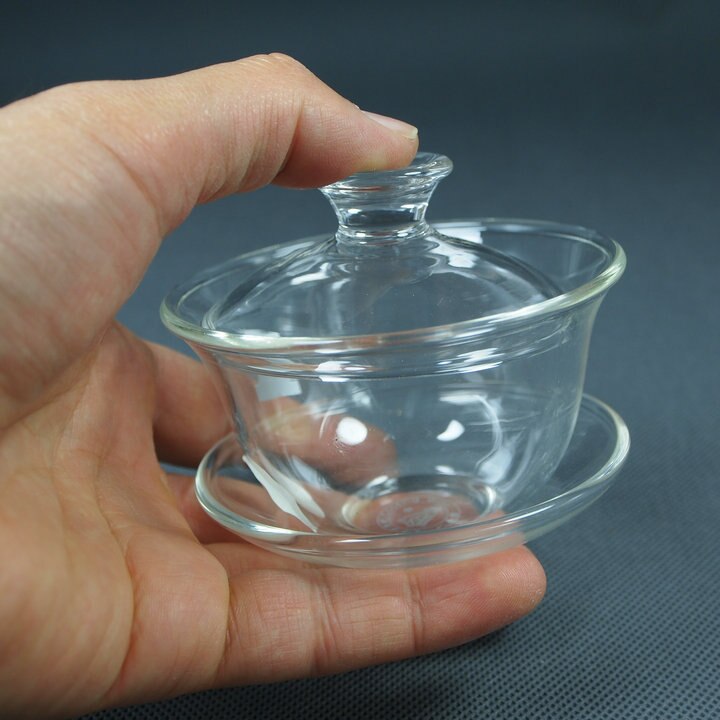 "KingTeaMall" Glas Teegeschirr Gaiwan mit Kapazität von 80 ml, 120 ml für China Gongfu Tee: 80ml
