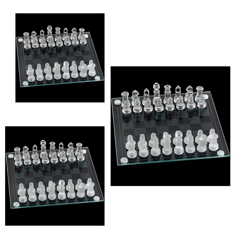Schach Schach Bord Glas Schach Stück Nicht-klapp Bord Dekoration 77HC