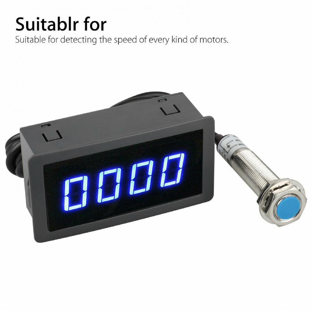 LCD Dustproof Wide Compatibility Hall Effect Sensor 4 Digital RPM Speed Meter Panel Car Tachometer for Forklifts