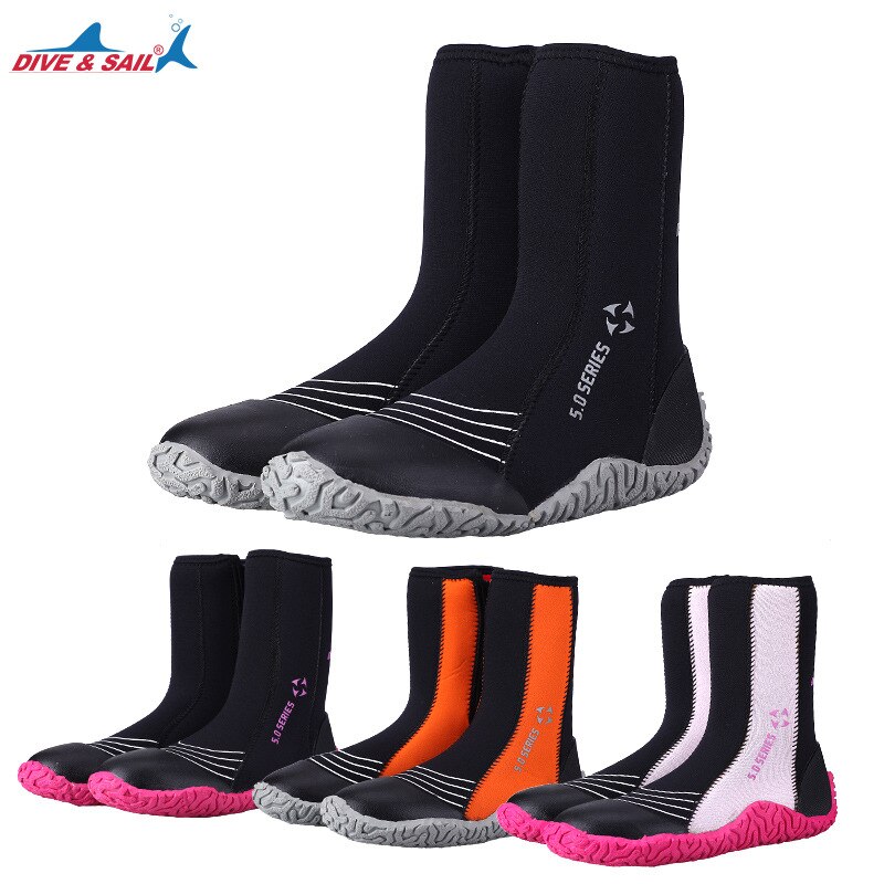 5mm SCR neoprene high upper warm boots Winter Water Sport surfing fishing scuba diving shoes anti scratch beach Boots shoes