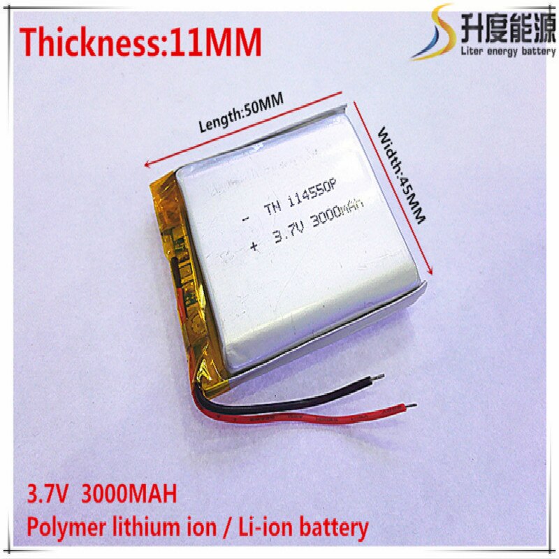 1 stks/partij 114550 3.7 V lithium polymeer batterij 3000 mah DIY mobiele noodstroom opladen schat batterij