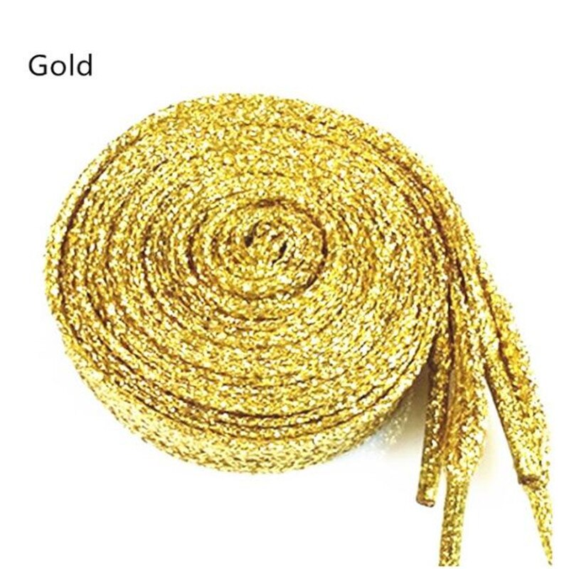 1 Pair Shiny Gold Silver Thread Shoelaces Glitter Flat Shoelaces Sparkly Bootlaces Colors Shimmering 110cm Shoe Laces Colored: Gold