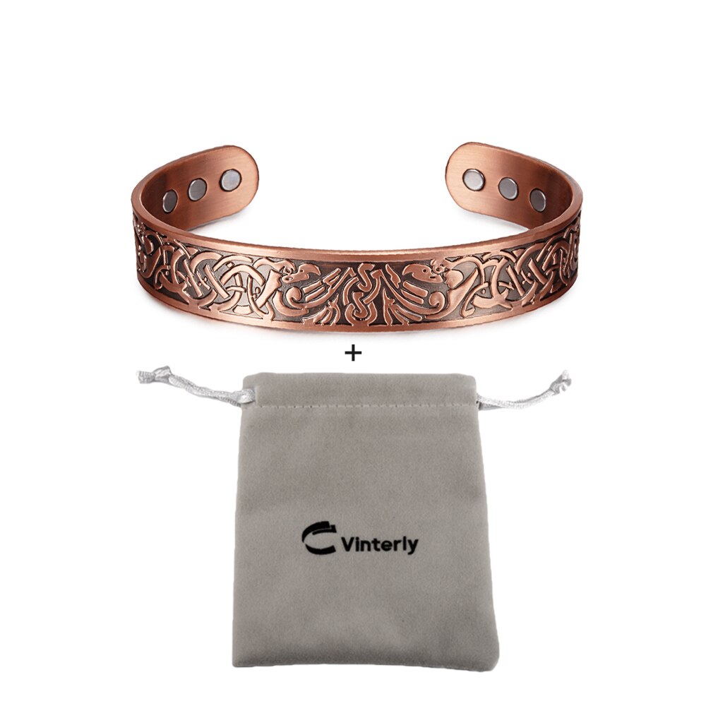 Viking Magnetische Puur Koperen Armband Mannelijke Vegvisir Verstelbare Energie Magnetische Armband Voordelen Polsband 15Mm Mannen Armbanden: viking bag