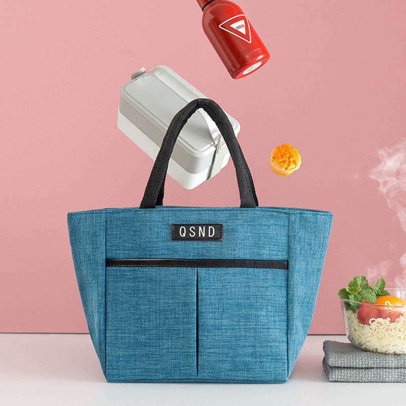 Isolert matpose termiske tote bags matboks bærbare termisk mat piknik lunsj poser for kvinner barn: Blå