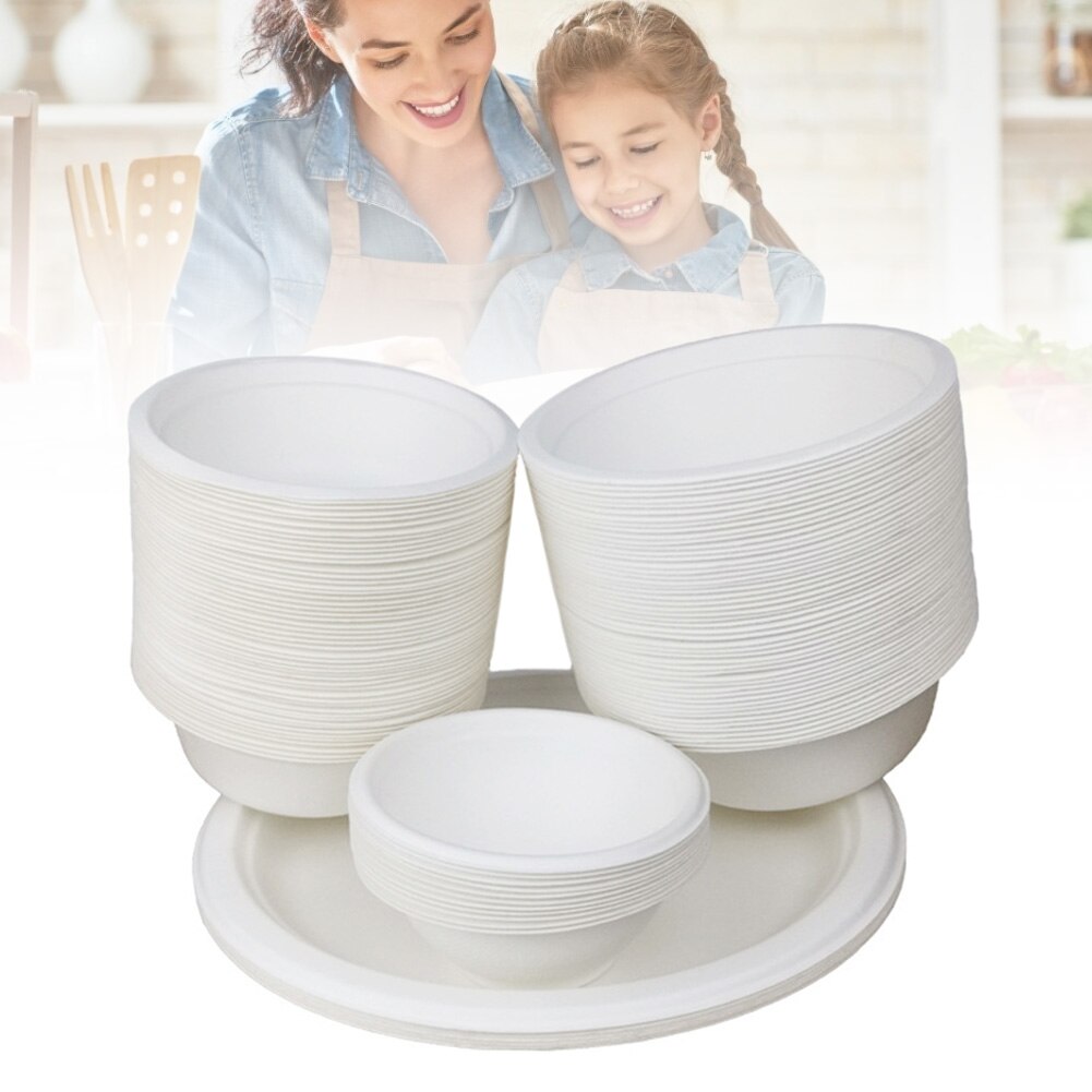 50Pcs Biodegradable Disposable Bowl Restaurant Kitchen Cold Use Container Refrigerator Storage Box Microwaveable