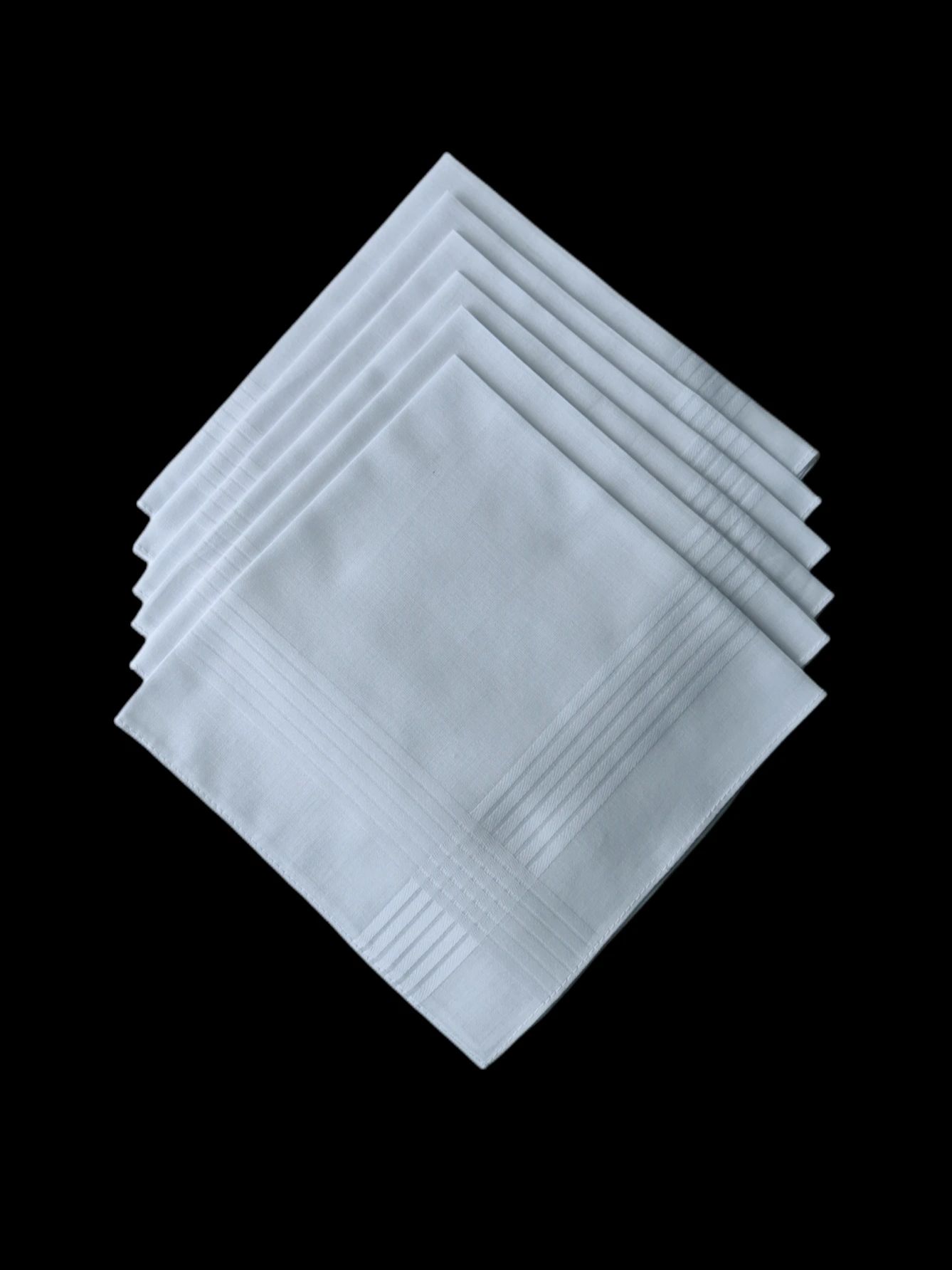 Pañuelo fino de algodón de 40 cm blanco puro. Servilleta para traje de negocios, pañuelo para restaurante, 6 uds.: Blanco