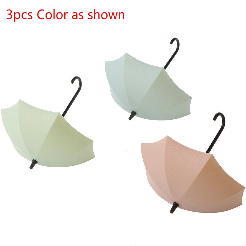 3PCS/Lot Umbrella Shaped Key Hanger Rack Home Decorative Holder Wall Hooks Kitchen Organizer Bathroom Accessories: B