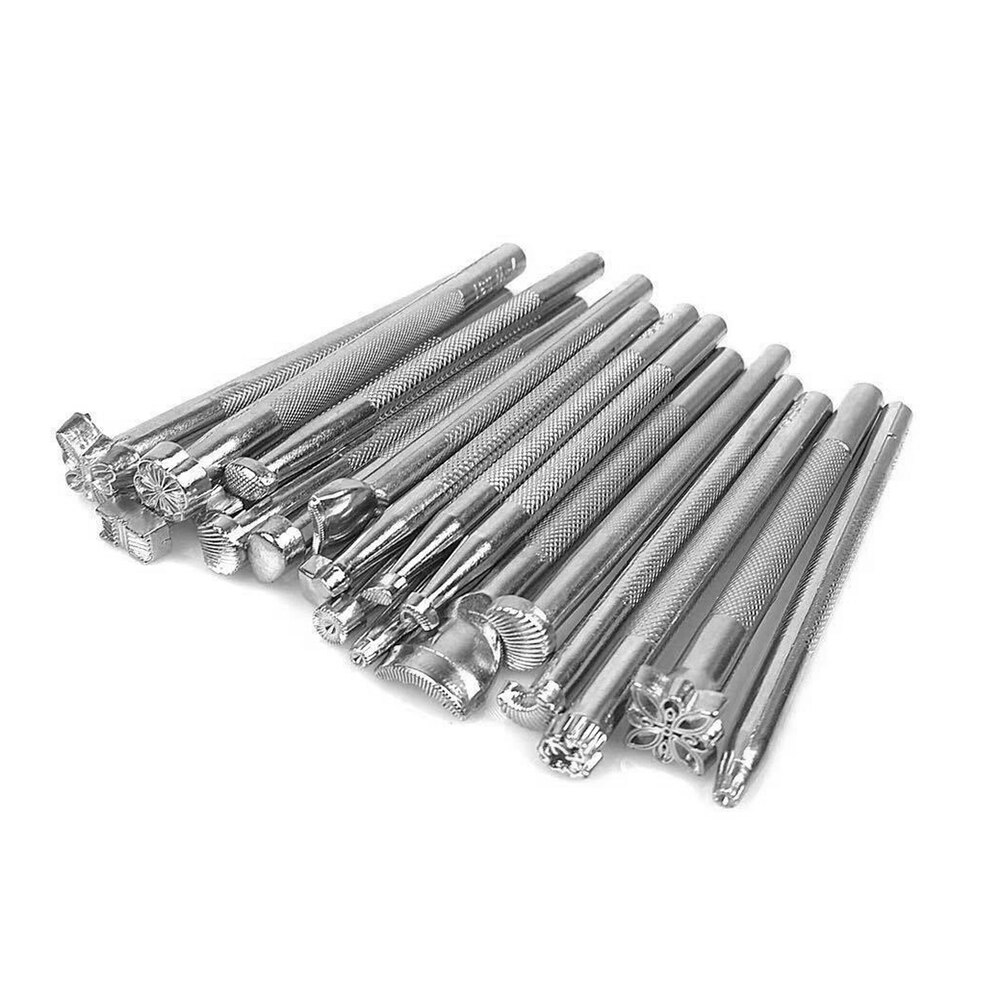 20pcs DIY Leather Printing Tools Metal Rotary Carving Hand Making Craft Punch Stamp Sculpture Printed Leather Stamping Kits