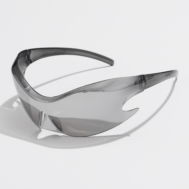 Luxury Brand Sports Punk Y2K Sunglasses Women Men Unique Goggle One Piece Sun Glasses For Male Cycling Hip Hop Shades UV400: Silver