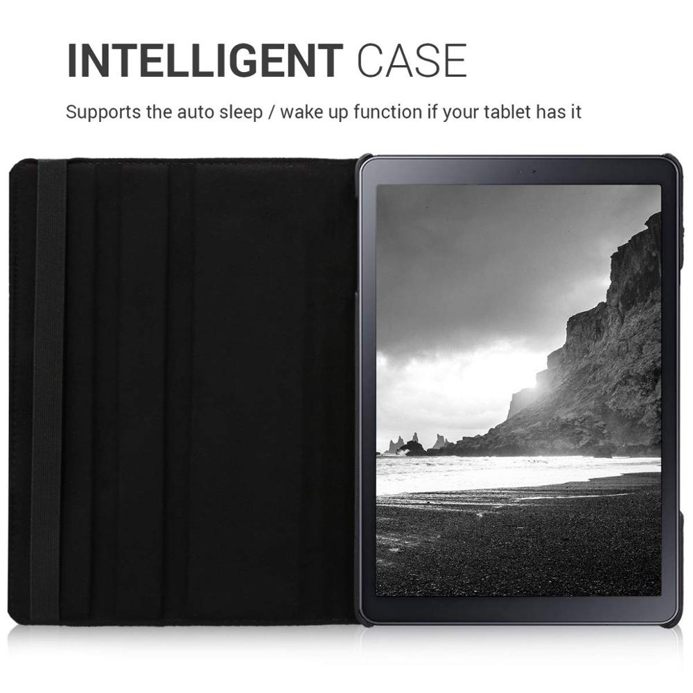 För samsung galaxy tab  a 10.5 fodral surfplatta sm -t590 sm-t595 sm-t597 360 roterande filp läder stativfodral med penna+film