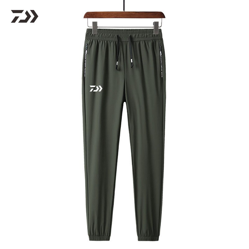 Daiwa Vissen Broek Dunne Toevallige Snel Droog Effen Heren Kleding Broek Voor Vissen Sport Outdoor Ademende Vissen Kleding: green / S