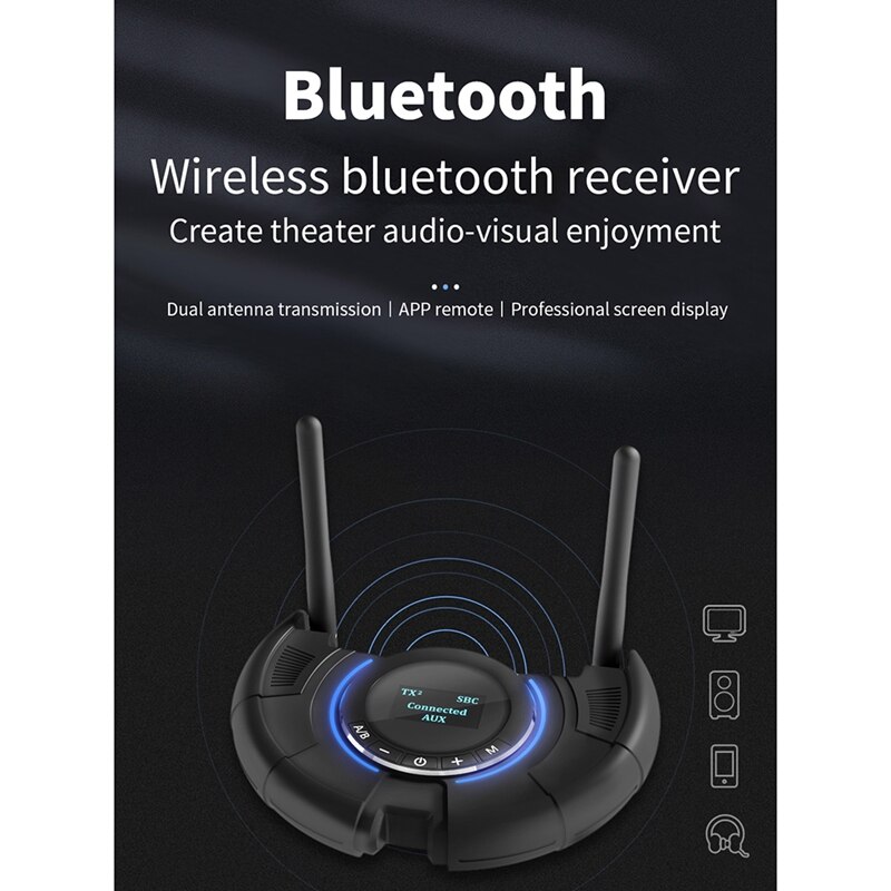 Tx800 Bluetooth Adapter Csr8675 Fiber Optic Transmitter Receiver Dual Antenna Oled Sn Display App Control: Default Title