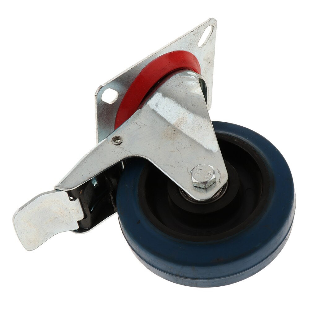 4 Inch Low Profile Casters Wheels Soft Rubber Swivel Caster No Noise with 360 Degree Top Plate & Brake