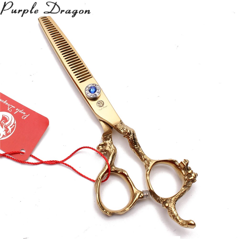5.5" 440C Gold Hair Scissors Straight Shears Thinning Shears Dragon Handle Hairdressing Scissors Z9003
