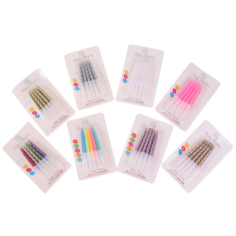 10pcs/set Thread Birthday Candles Cake Candle Wedding Party Decoration Supplies Stand Cake Candle
